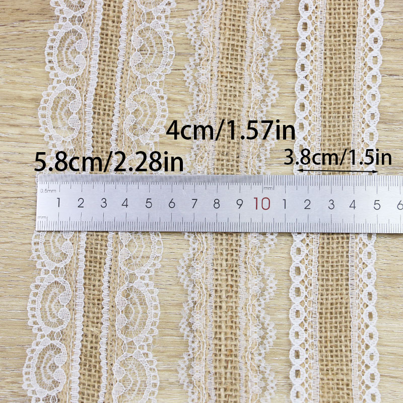 Rouleau de dentelle de lin avec bordure blanche, décoration de mariage, accessoires pour cheveux à la maison, rideaux de nappe à nœud bricolage, 38mm-58mm, 2 mètres