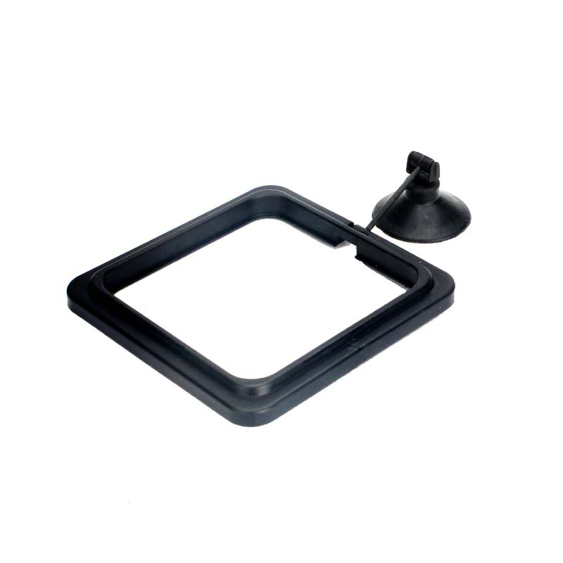 Anillo de alimentación para peces de acuario, estación de alimentador flotante para pecera, bandeja de Comida para peces redonda y cuadrada con ventosa, accesorios para pecera: Black Square