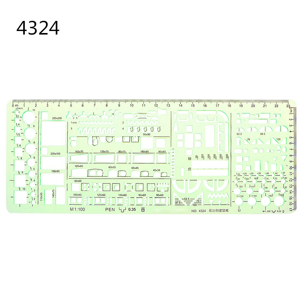 Plastic Circles Squares Geometric Template Ruler Stencil Measuring Mechanical: 4324