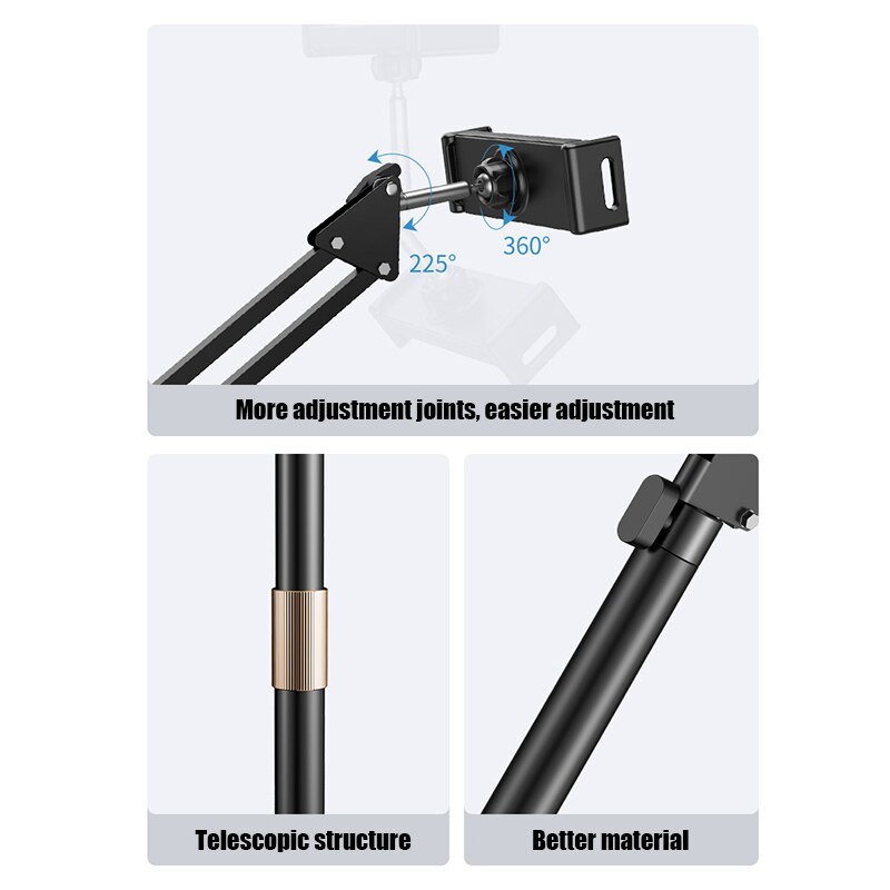 Supporto per supporto da tavolo pieghevole per Tablet da 160cm con braccio pieghevole per supporto da 5-13 pollici per iPhone IPad pro12.9