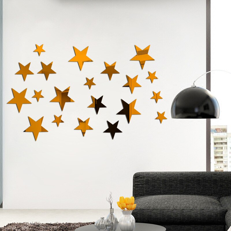 Décos Murales Hoshisea - 60 Stickers Miroir Dorés Pour Embellir Ton Salon, Chambre Ou Cuisine