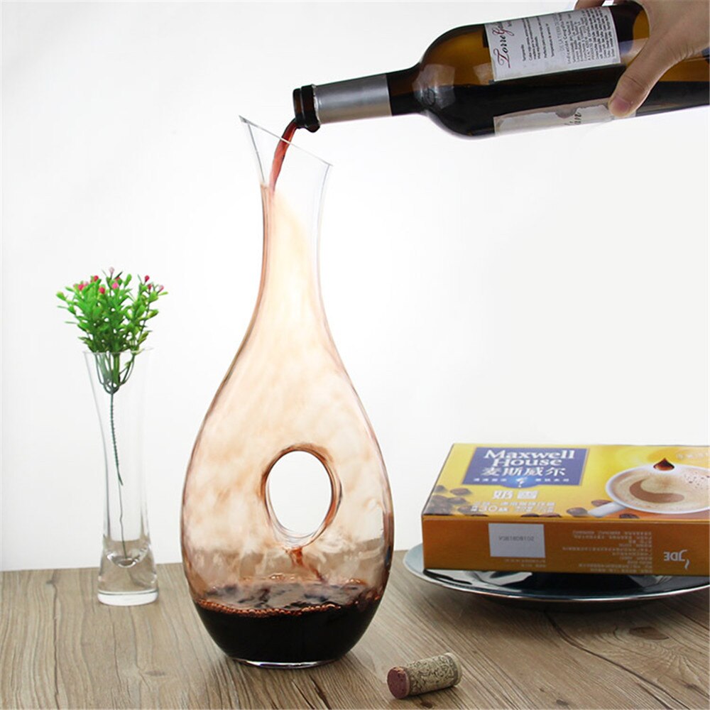 Wine Decanter 1.2L Bar Glass Dispenser Oblique U-shape Wine Decanter Wineglass Cocktail Shaker Set Vodka Dispenser Cocktail