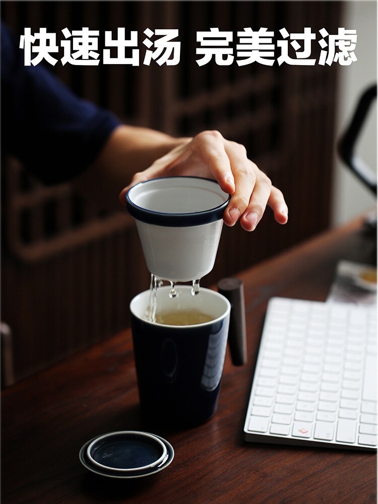 Koffie Blauw Grote Thee Mokken Keramische Bulk Eco Vriendelijke Reizen Mok Paar Creatieve Tazas De Cafe Herbruikbare Cup Met deksel EA60MK