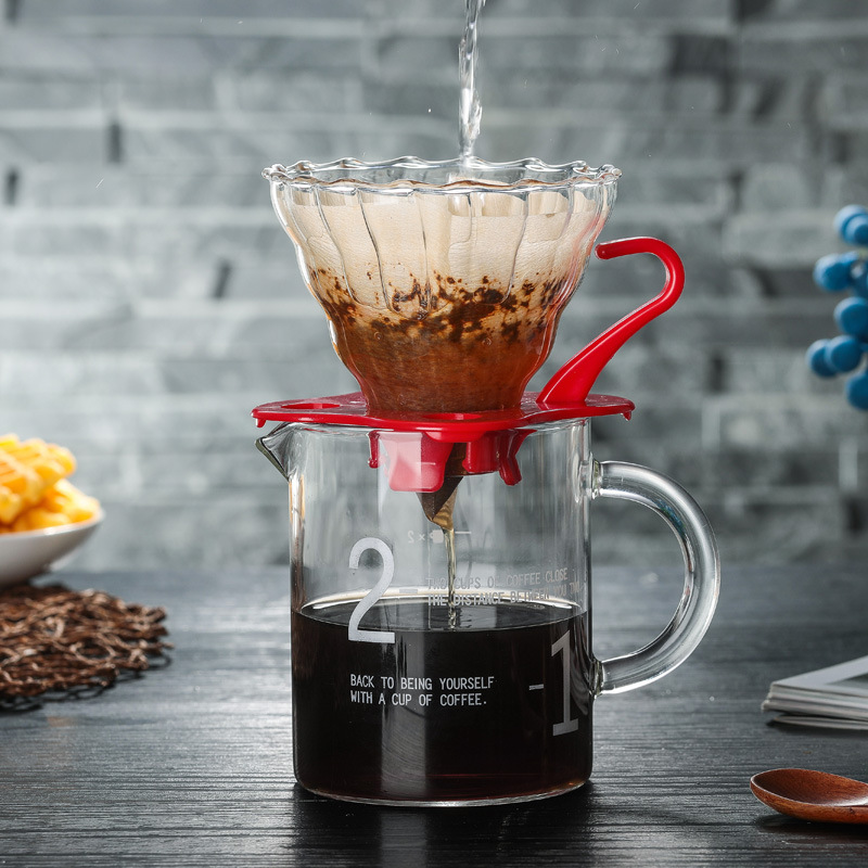 Coffee Filter Set V60 Glass Coffee Dripper 1-2 Cup Coffee Sharing Pot Brew Coffee Filter Funnel Reusable Coffee Jug Coffee Maker