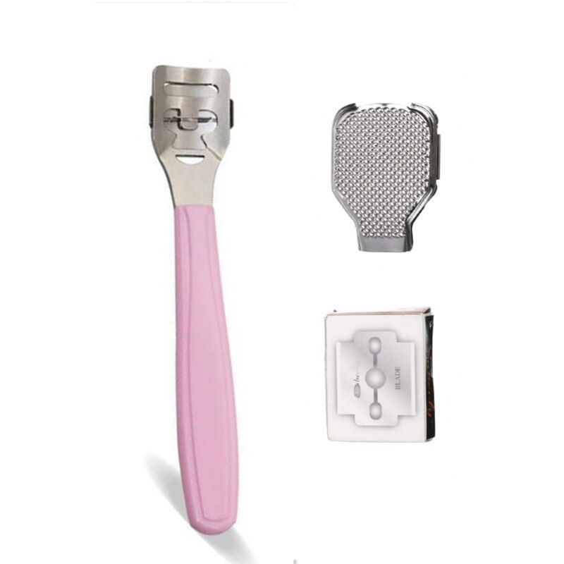 Plastikhåndtag pedicure kniv fod hud barbermaskine majs neglebånd cutter remover fod rasp fil callus  +10 blade fodpleje værktøj: Sort
