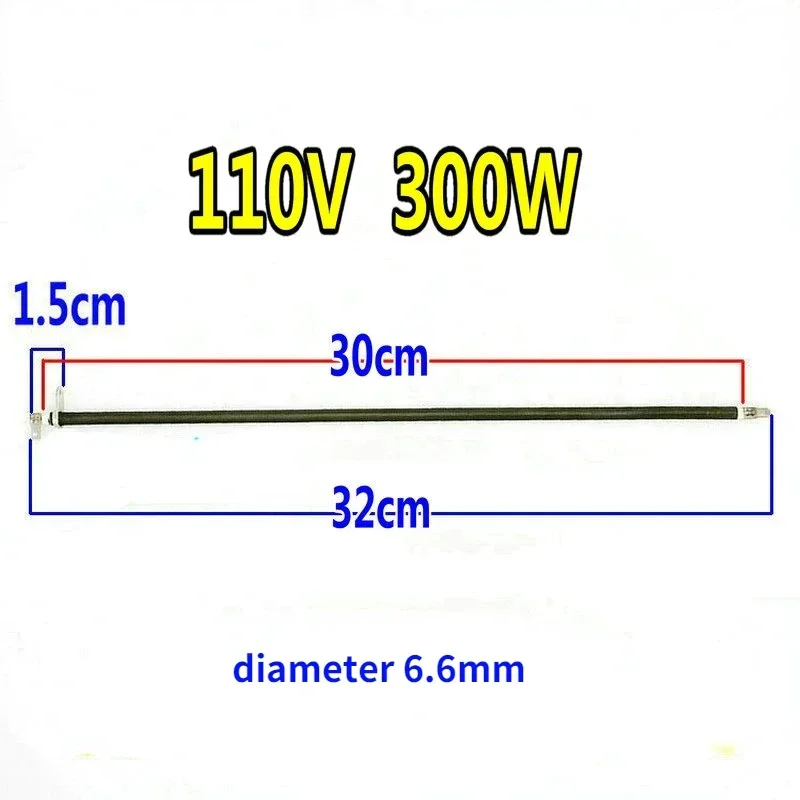 1 unidad de repuesto de elemento calefactor de horno eléctrico de acero inoxidable 110V 300W-425W para piezas de reparación de tubo calefactor de horno eléctrico: Plata