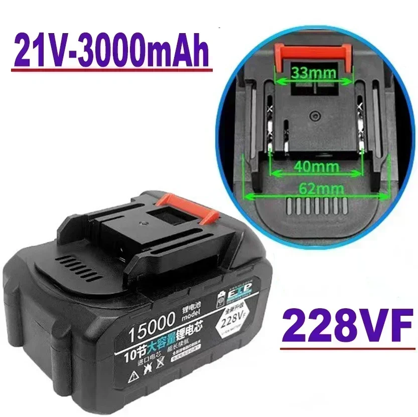 100 % neuer 21-V-Lithium-Ionen-Akku für Elektrowerkzeuge, 228 VF, 328 VF, 528 VF-A, 528 VF-B, EU-Stecker