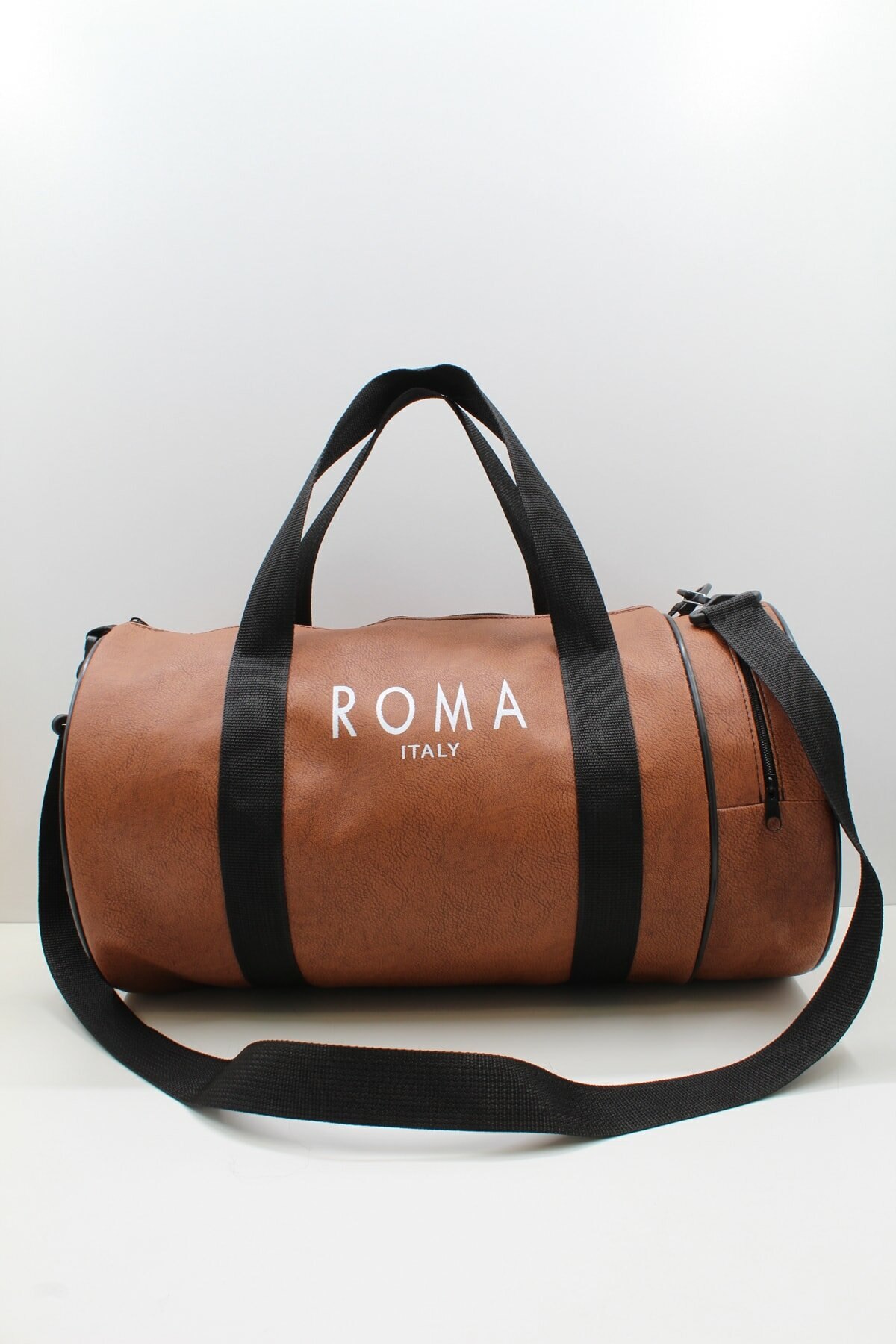 Binocular negro cilíndrico con cremallera, correa de mano para hombro, bolso deportivo, bolsa con logotipo de Italia romana, unisex: Marrón