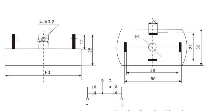 10PCS QL50A single phase diode bridge rectifier for generator 32*60 1000v 50a rectifier