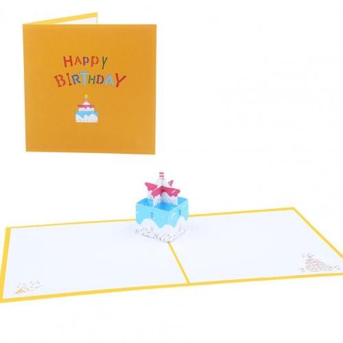 3D Greeting Invitation Card Handmade Paper Carved Birthday Cake Celebrate Supply Invitations Letter Greeting Cards: Multicolor 2