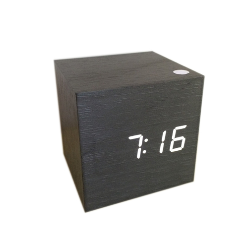 Mini cube sound control alarm clocks wooden clocks LED display cute desk Clock digital clocks AJ6029: black board white