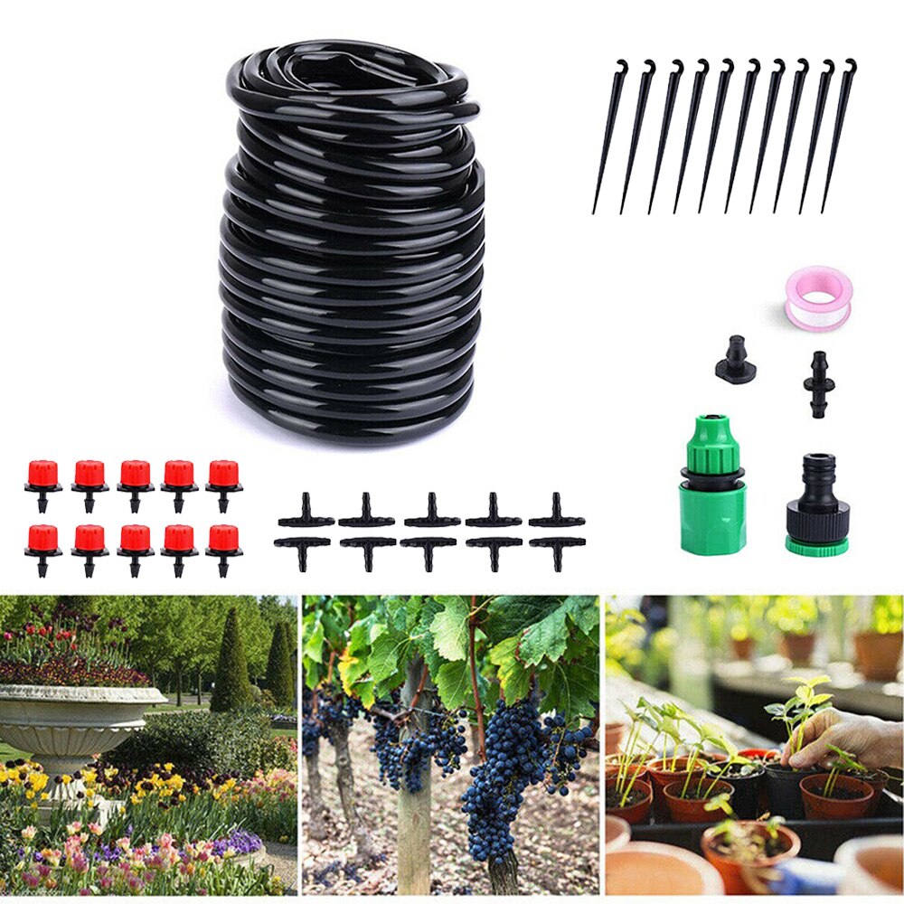 DIY Micro Drip Irrigation System Plant Self Watering Garden Hose Kits Garden Hose Micro Drip Watering Kits For Seeds Vegetable F
