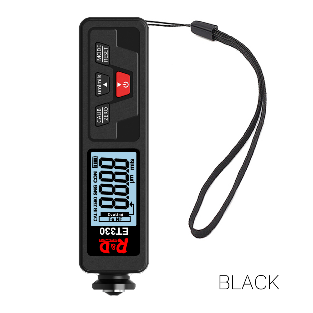 R &amp; D – jauge d'épaisseur de revêtement Zn ET330 +, rétro-éclairage 0-1500um, pour peinture de voiture, testeur de Film, outil de peinture FE/NFE, manuel russe: Black