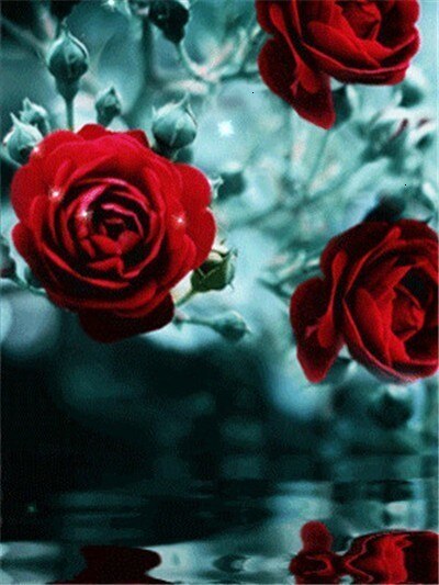 Evershine maling efter tal blomster håndmalet vægkunst billede af tal rose tegning lærred boligindretning: Szes -766