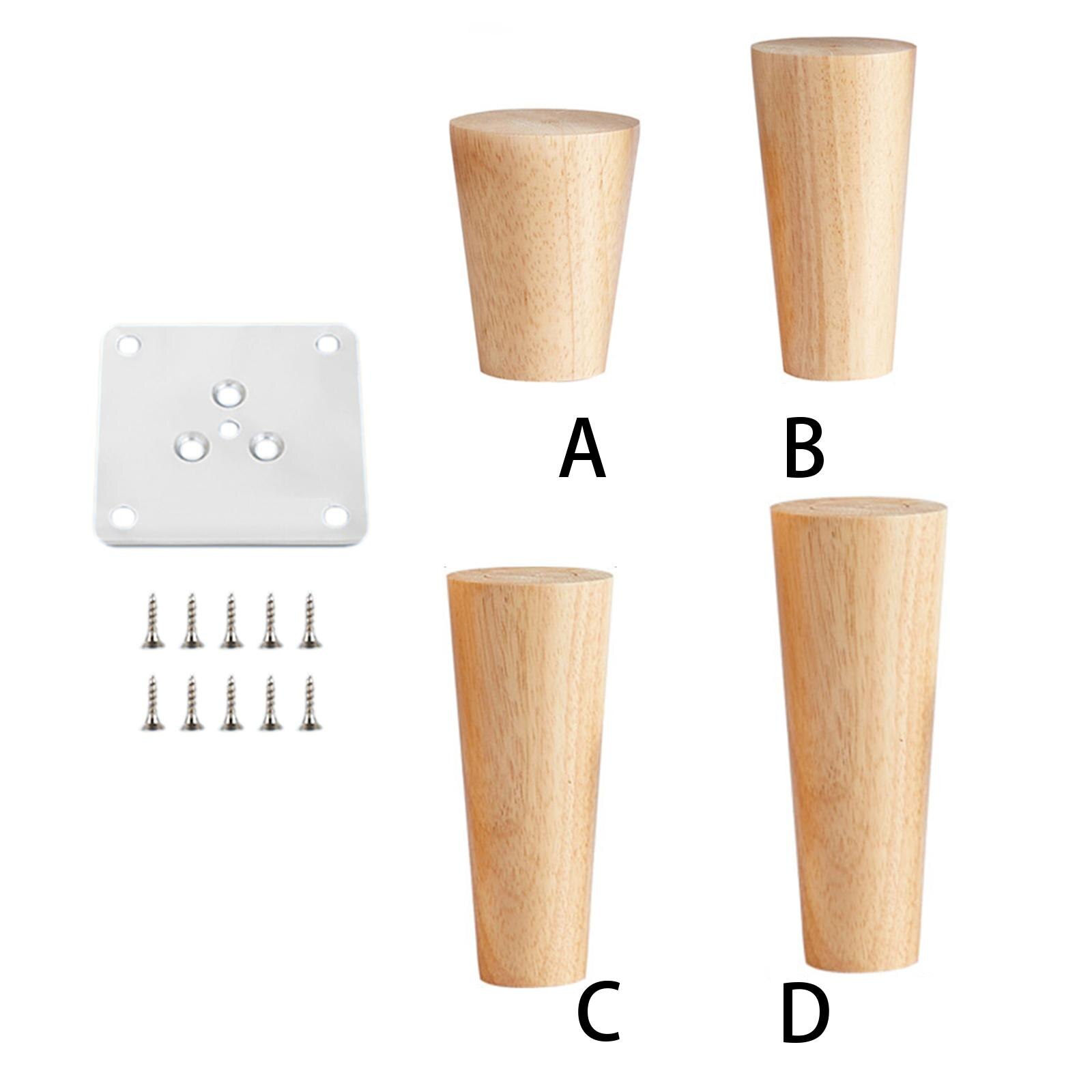 4Pcs Wooden Furniture Legs with Hardware Kit Replacement for Desk, Coffee Table, Lounge, Cabinet, Sofa