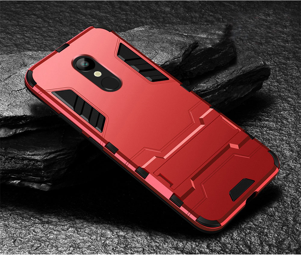 Case Voor Xiaomi Redmi 5 Plus Case Armor Shockproof Hybrid Hard Stand Case Voor Redmi 5 Plus Bumper Cover Case: For Redmi 5 Plus / Rood