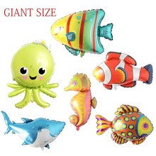 6pc Sea World Fish Ballonnen Folie Shark Ballon Sea World Verjaardagsfeestje Decoraties Kids Opblaasbare Party Decor Ballen Kid's