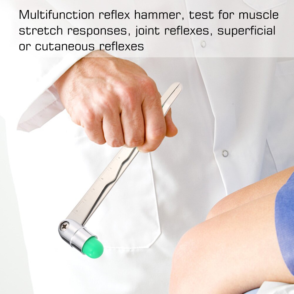 Neurological Reflex Hammer Caliper Multifunction Scale Percussion Hammer Diagnostic Hammer Massage Tool Stainless Steel