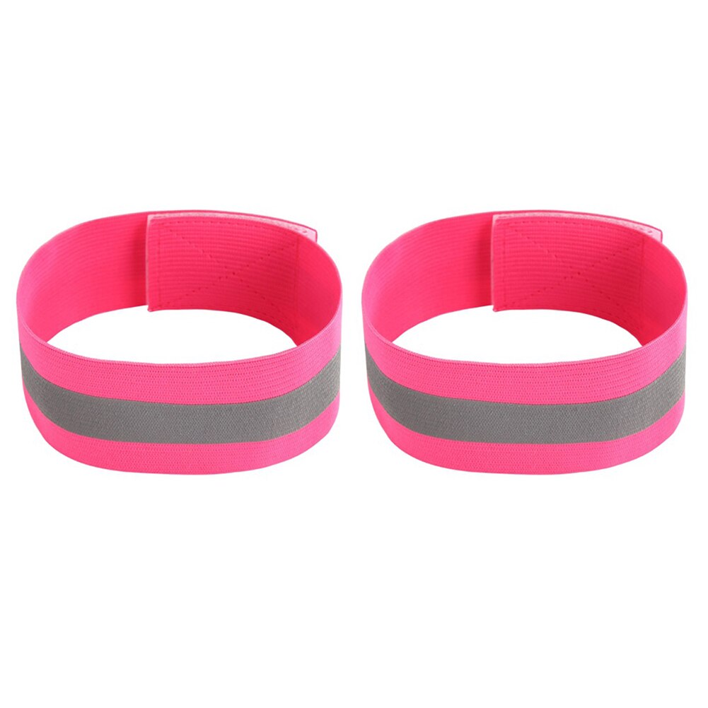 2 stuks reflecterende stoffen polsbandjes, enkelbandjes, fietsen, wandelen, reflecterende strips: Roze
