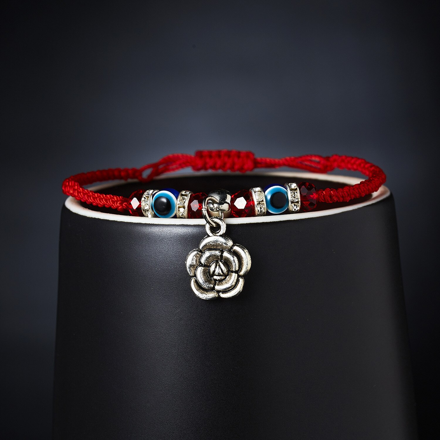 Kreative neue hand-woven glück red string armband für damen und männer mit blauen augen runde perlen armband schmuck: 14