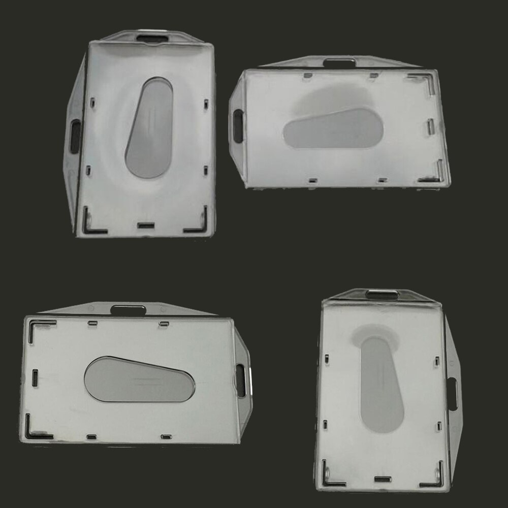 Soporte de placa de identificación de 2 caras, plástico duro, Horizontal y Vertical, transparente, con ranuras para el pulgar, 2-3 tarjetas de identificación, 5 paquetes