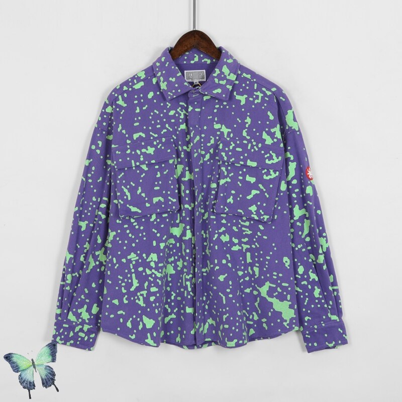 CAV EMPT fioletowa koszula flanelowa Cavempt wysokiej jakości luźny polarny koszula mężczyzna kobiet moda koszule na co dzień