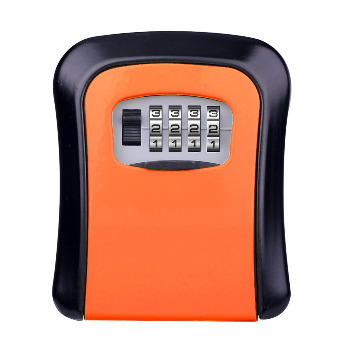 Safe Box Weatherproof 4 Digit Combination Outdoor Key Security Storage Case Key Lock Box Wall Mounted Aluminum Alloy Key: Orange