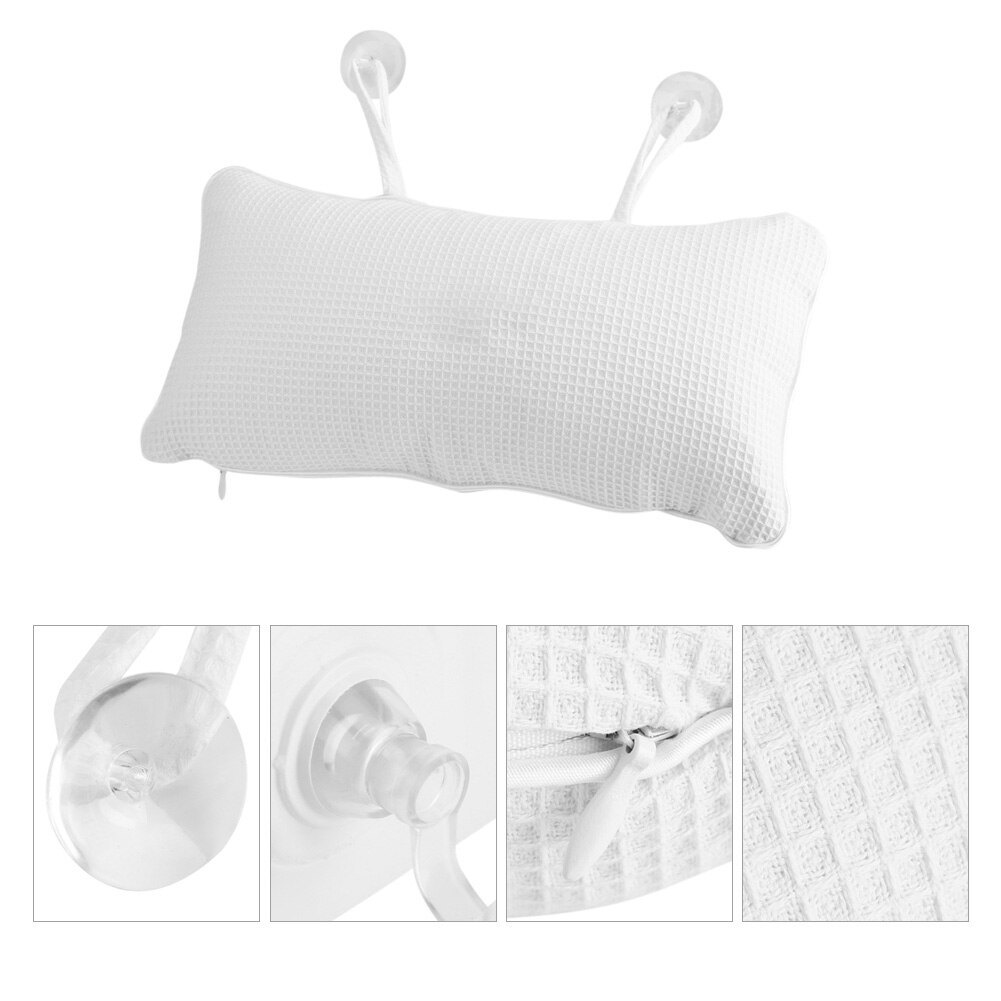 Inflatable Bathroom Pillow Bathtub Spa Bath Neck Rest Cushion with Suction Cups