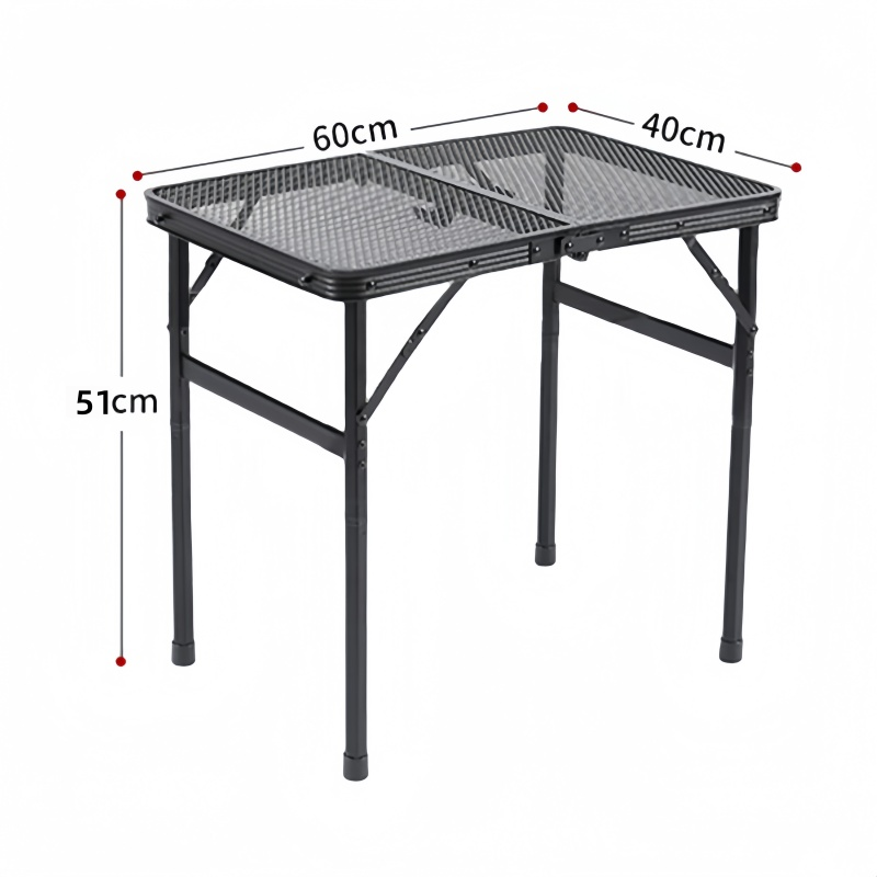 Fällbart utomhusbord, bärbart picknickbord, campingbord i aluminiumlegering, rutnätsbord, slitstarkt och starkt bärförmåga: Vältränad