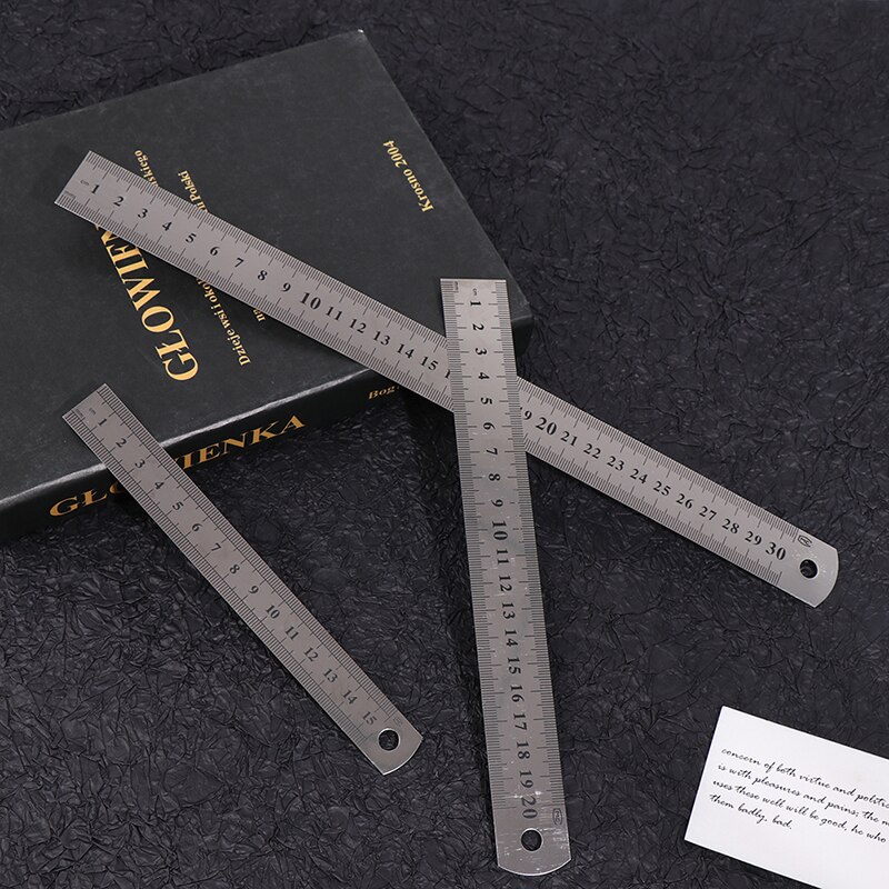 3Pcs Stainless Steel Ruler for Engineering School Office 15cm/20cm/30cm