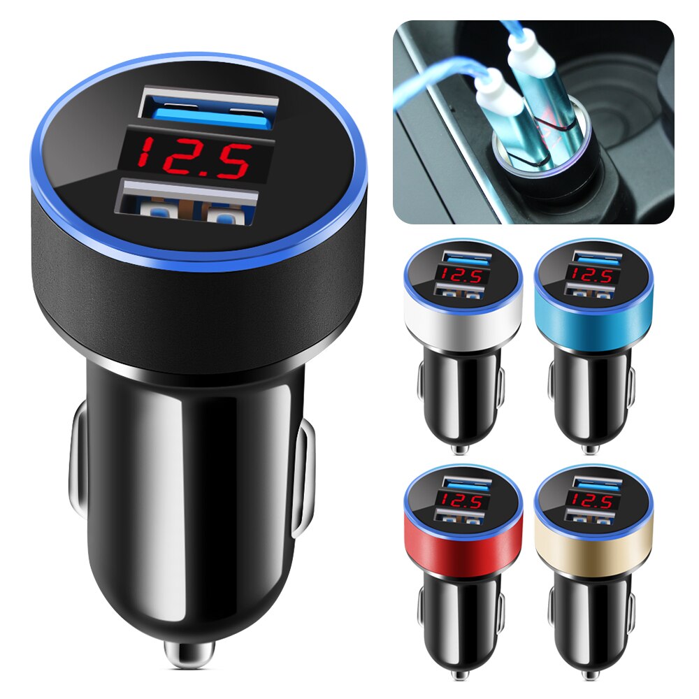Car Charger 5V 3.1A With LED Display Universal Dual Usb for renault duster megane scenic logan captur koleos kadjar kangoo Clio