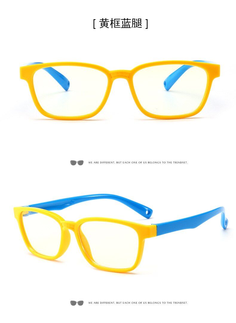 Anti-blue Light Goggles Eyewear Frame Children Optical Glasses Flexible One-piece Safe Eyeglasses Plain Mirror Silicone: VC0020HL