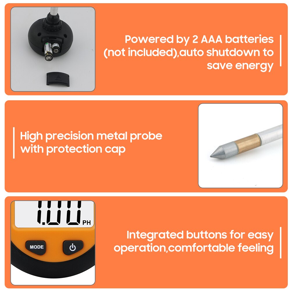 Multifunction Portable Soil PH Test Probe Temp Humidity Meter for Agriculture Seedling Garden Planting Greenhouse Farmland