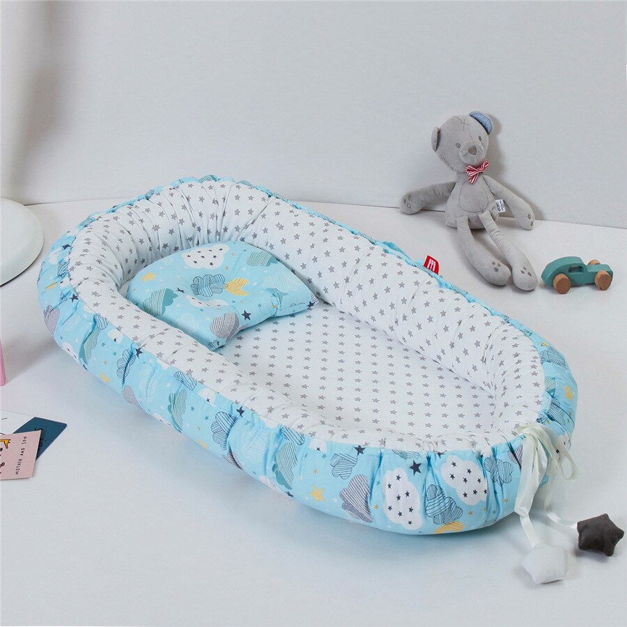 Babynest med pude pude nyfødt seng bærbar dreng pige rejseseng behagelig blød bomuld baby vugge baby mobil tremmeseng: N7