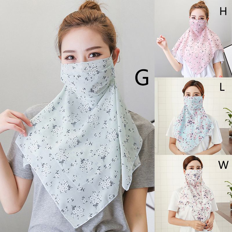 Zomer Dames Kleine Bloemen Lange Zonnebrandcrème Maskers Zomer Anti-Uv Sjaal Maskers