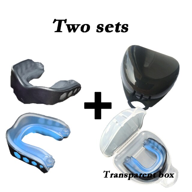 Adults Mouth Guard sports safety soft silicone tooth guard for taekwondo taekwondo boxing: blue and black