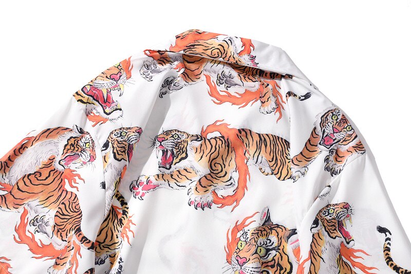 Sommer kortermede skjorter 3d tiger full trykt formell hawaiian beach streetwear harajuku hip hop casual koreanske skjorter