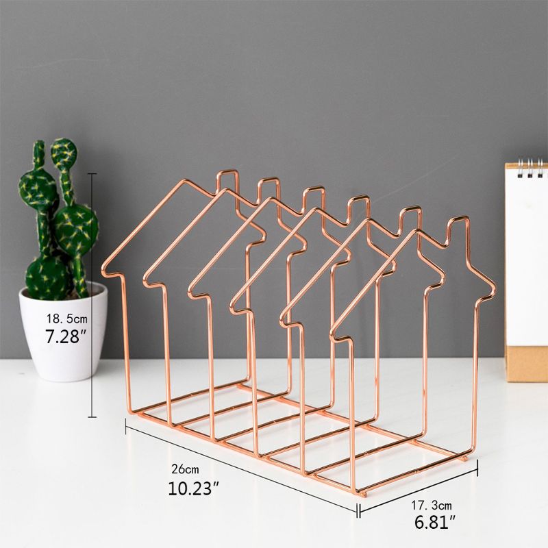 Metal Bookshelf Bookends Book Support Stand Desk Organizer Storage Holder Shelf File Organizer Bookshelf Magazine Rack for Offic