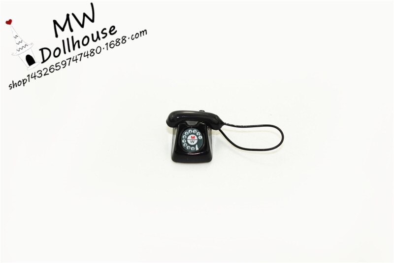 1:12 schaal bjd mini thuis bekabelde telefoon poppenhuis miniatuur speelgoedpop: Zwart