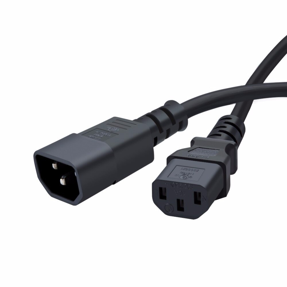 6 Feet 18AWG C14 to C13 PDU Style Computer Power Extension Cable, 1.8M / Black