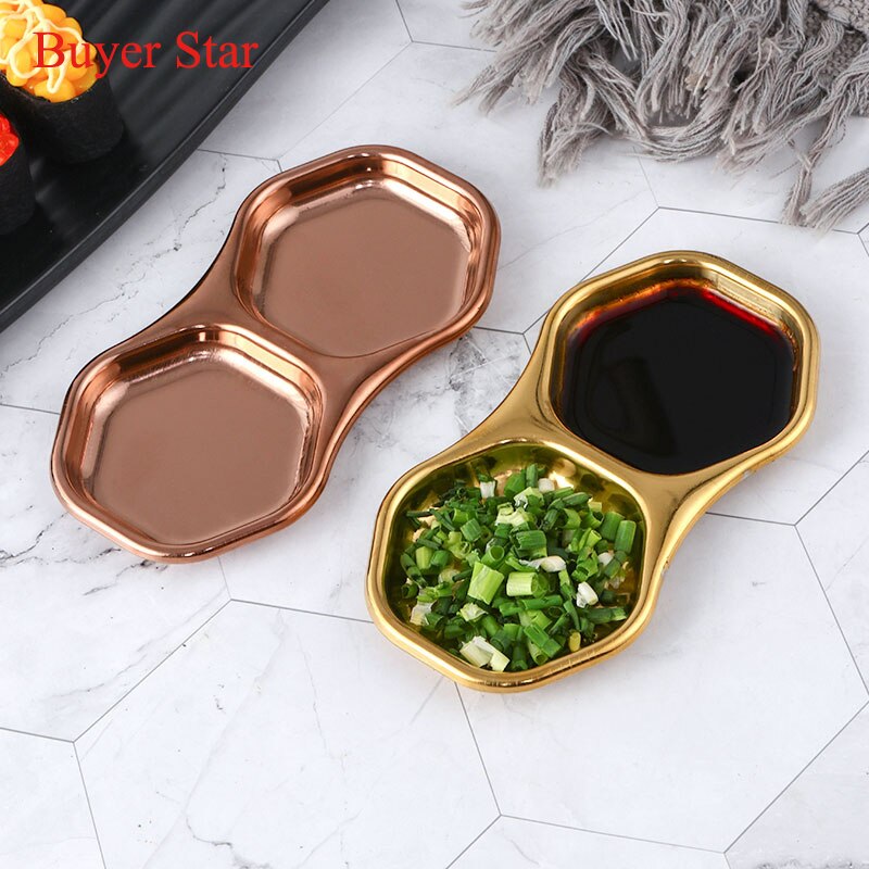 Gold Stainless steel dish kitchen utensil butter plate seasoning soy dish Metal dessert Trays Tableware vinegar sauce snack Dish