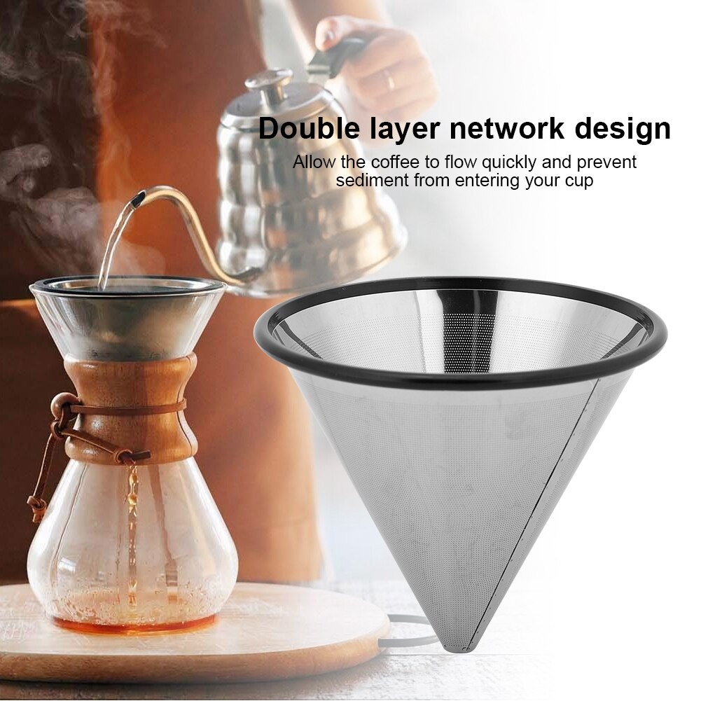 Stainless Steel Coffee Filter Tea Coffee Dripper Coffee Mesh Strainer Filter Funnel Drip Pour Over Tea Coffee Dripper