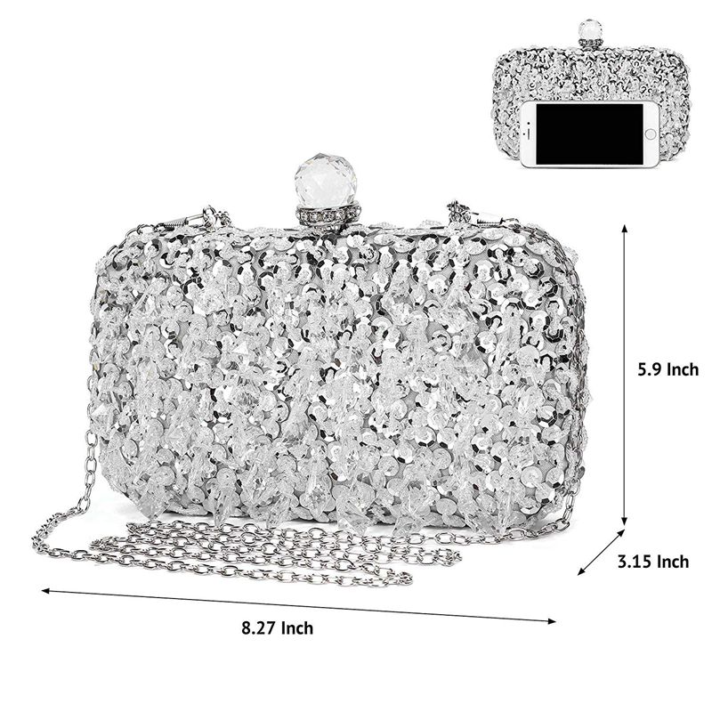 Lyxig kvällsväska för kvinnor handväska bandouliere chaine clutch för ceremoni / bröllop / fest / bal handgjord strass handb