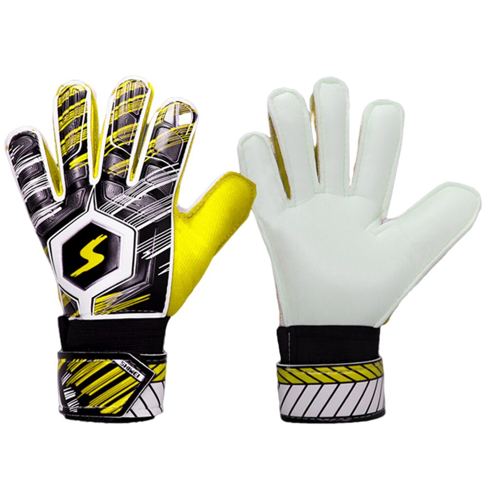 Kids Adult Football Goalkeeper Glove Full Finger Hand Protection Glove Training Soccer Gloves Football Keeper Protection Gloves: Yellow Size 6