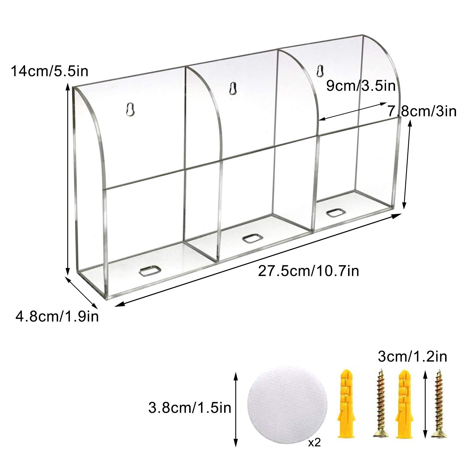 25# 4 Boxes Transparent Acrylic Desktop Conditioner Holder Remote Control Holder Organizer Storage Box Holder Case Wall Mount