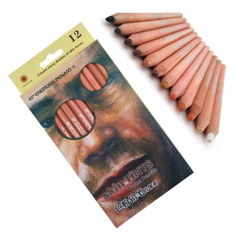 12Pcs Professionele Zachte Pastel Potloden Hout Huid Tint Pastel Kleurpotlood