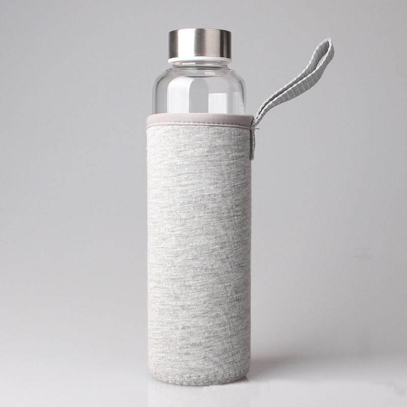 borosilicate glass bottle milk bottle crystal water bottle Water Bottle sport Travel drinking water bottle cold water bottle: 550ml / grey