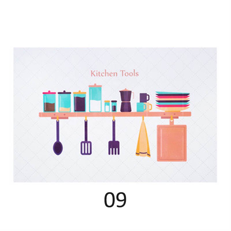 Oven Dining Hall Wallpapers Oil Proof Cute Cartoon Waterproof Kitchen Wall Stickers Self Adhesive PVC 90*60CM Wall Art Decal: 09