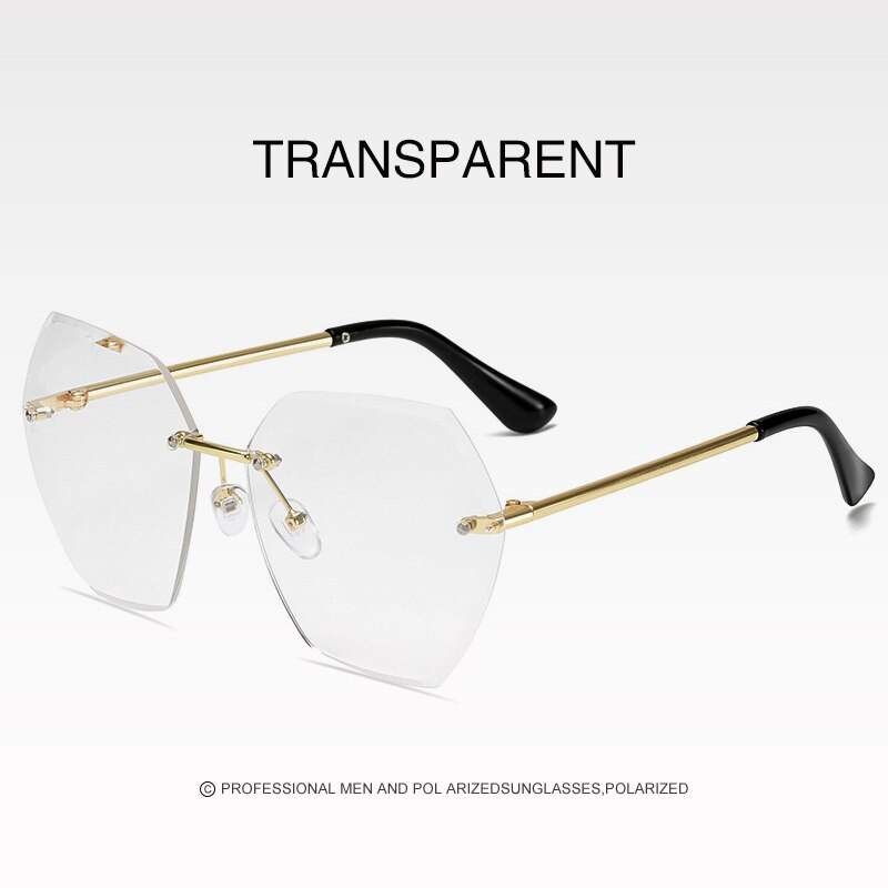 Gafas de sol de sin marco para mujer, gafas poligonales recortadas de de sin montura, Gafas de Metal cuadradas con degradado océano UV400: Color 08