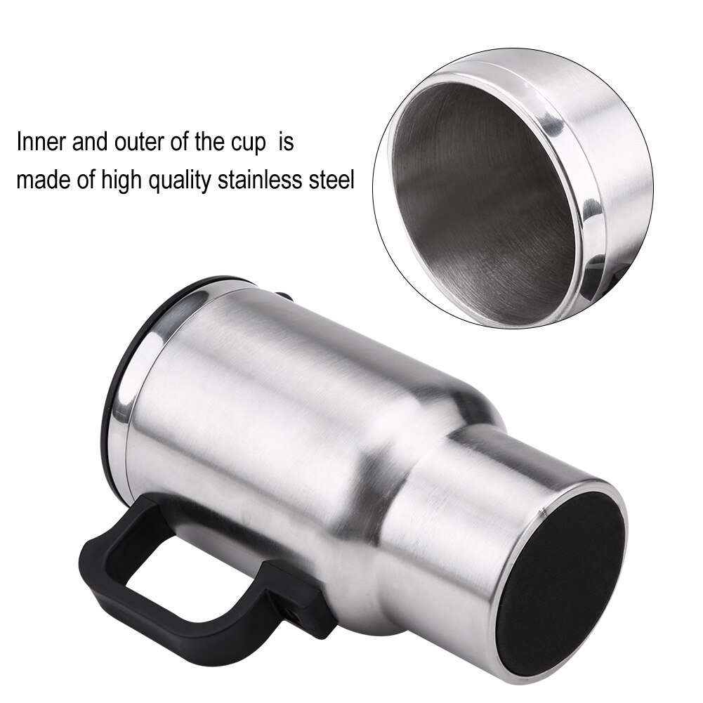 450ml Electric In-car Stainless Steel Travel Heating Cup Coffee Car Cup 12V cigarette lighter power Powered Fits car cup holders